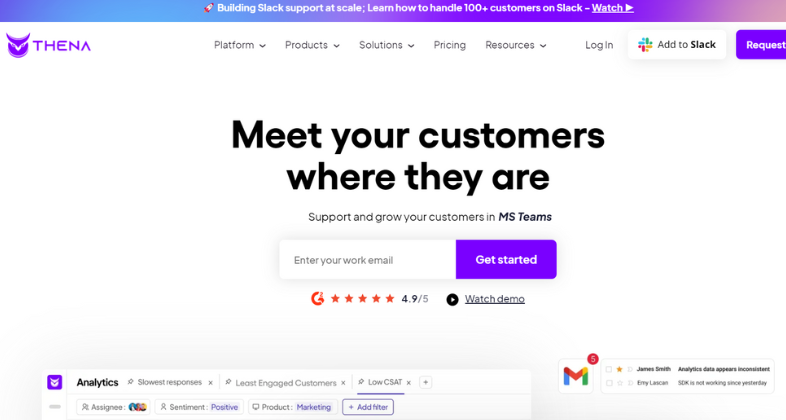 1. Thena: AI CUSTOMER SUPPORT SOFTWARE