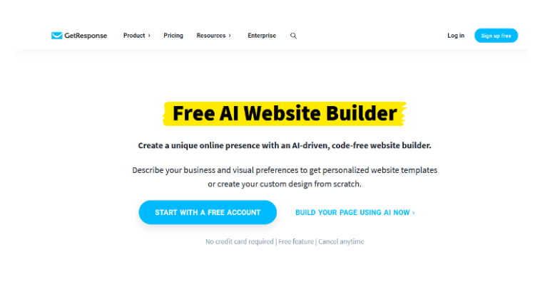  GetResponse - AI website builders