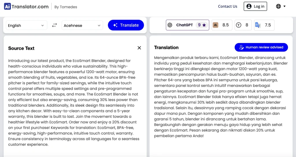 AI Language Translation Tool - AITranslator.com