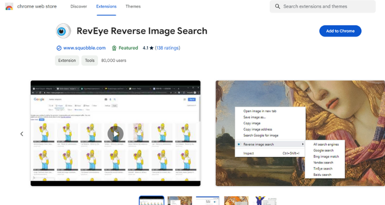 4. RevEye Reverse Image Search: Best AI Chrome Extensions