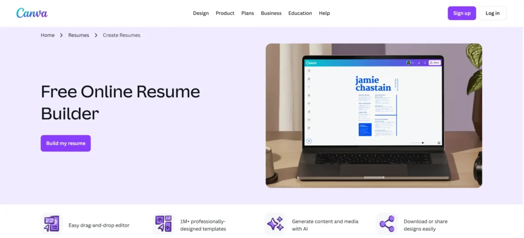 Best AI Resume Builder - Canva Resume Bu‌ild‌e​r