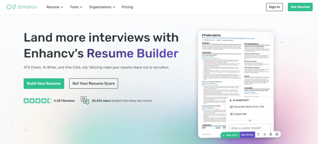 Best AI Resume Builder - Enhanc‍v 