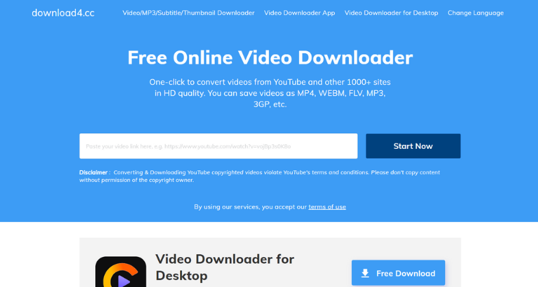 6. Download4.cc: YouTube To MP4 Converters