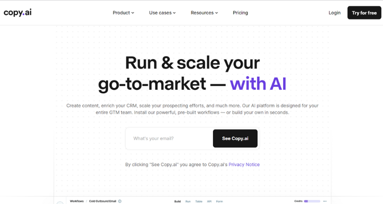2. Copy.ai: AI Content Generator Tools