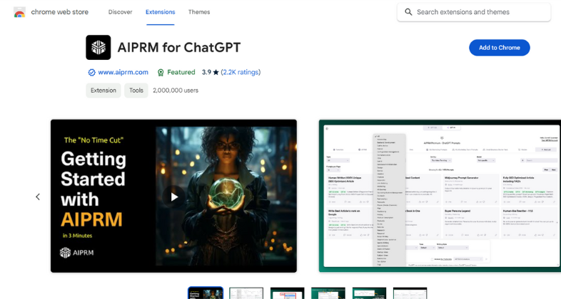 9. AIPRM for ChatGPT: Best AI Chrome Extensions