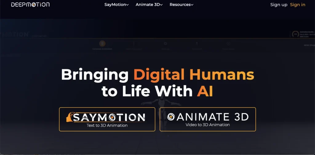 ai tools for game developers - deepmotion