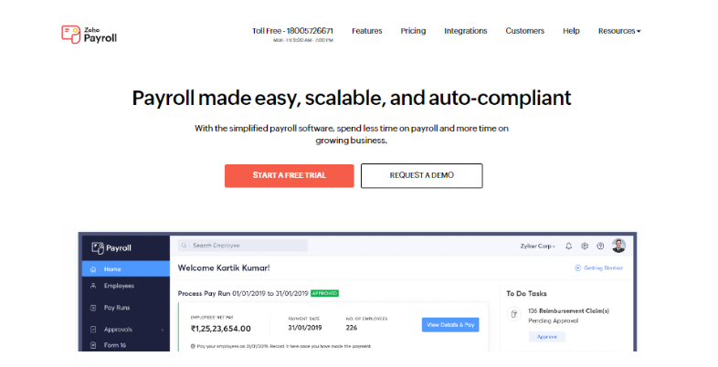 Best Payroll Software for Small Business - zoho