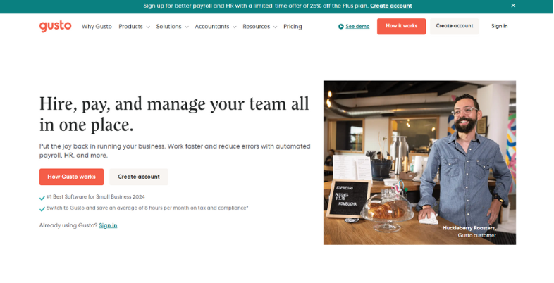Best Payroll Software for Small Business - gusto