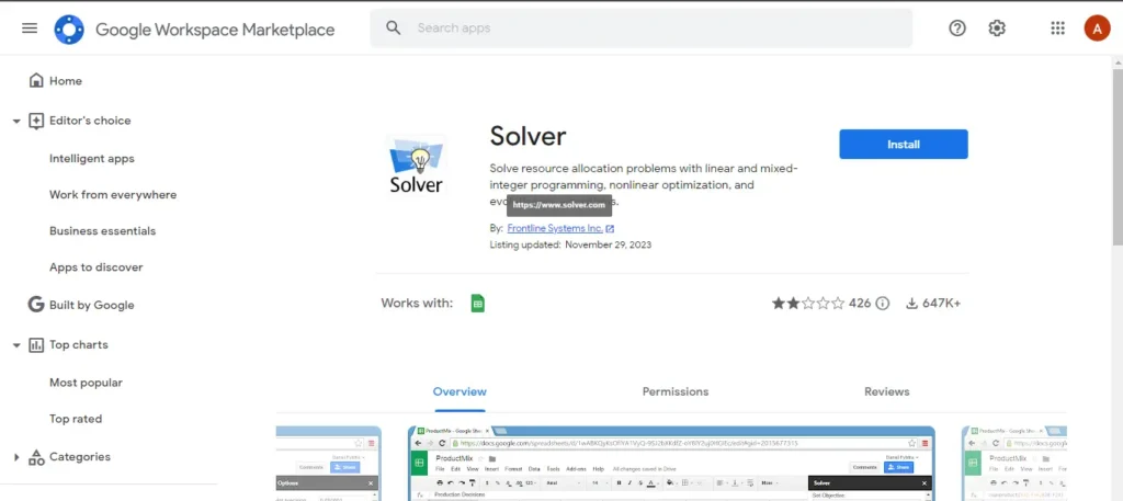 AI Tool for Google Sheets - solver