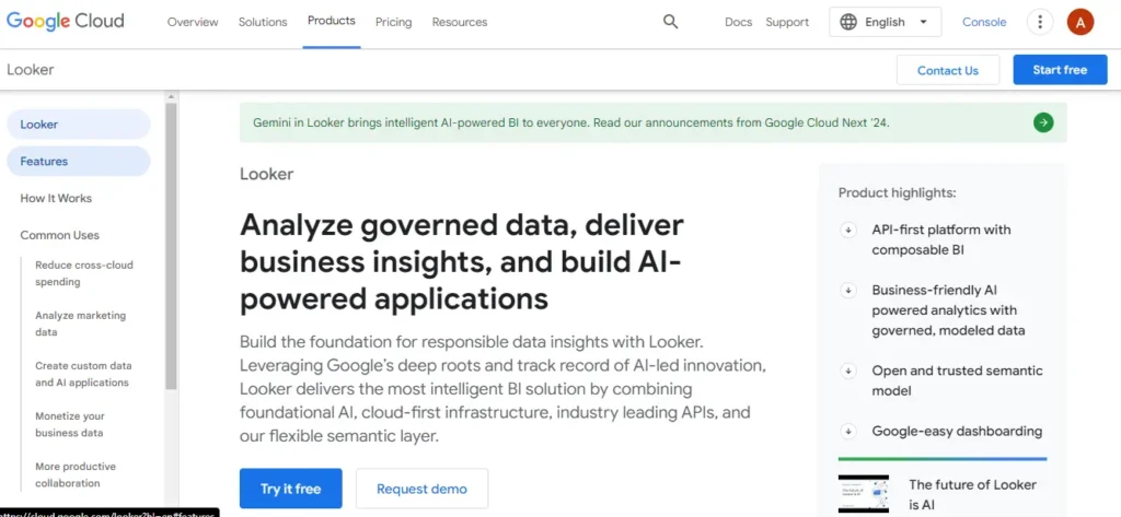 AI data analytics tools - looker