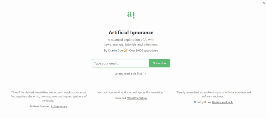 Best AI Newsletters - artificial ignorance