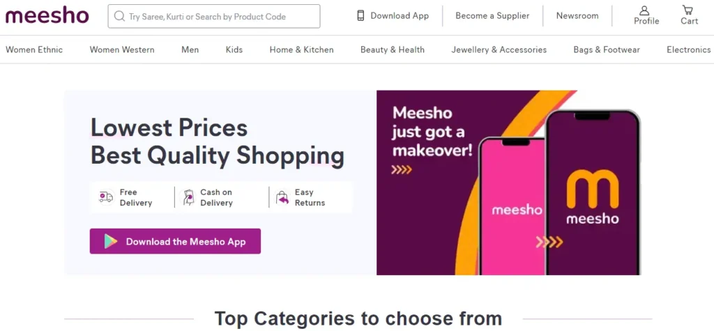 Best Dropshipping Suppliers India - Meesho
