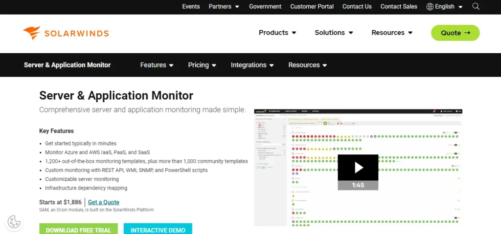 Best Hardware Monitoring Software - SolarWinds Server & Application Monitor (SAM)