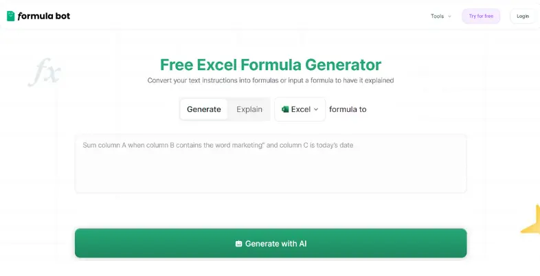 Best Excel Formula Generators - Formula Bot