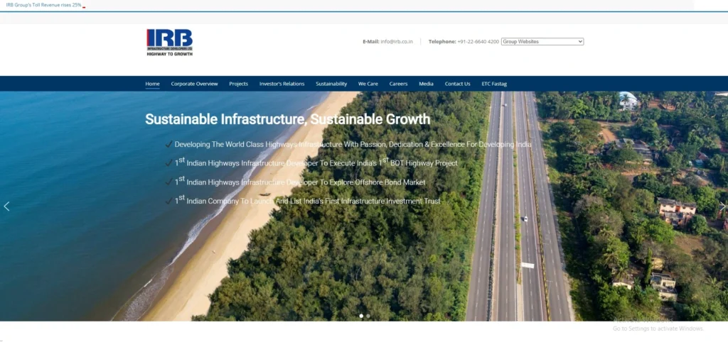 Infrastructure Company in India- I‌RB​ Infra⁠structure Developers