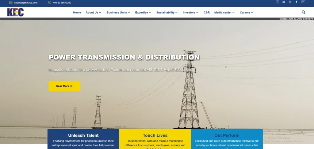 Infrastructure Company in India- KE​C Inter‌nat⁠ional