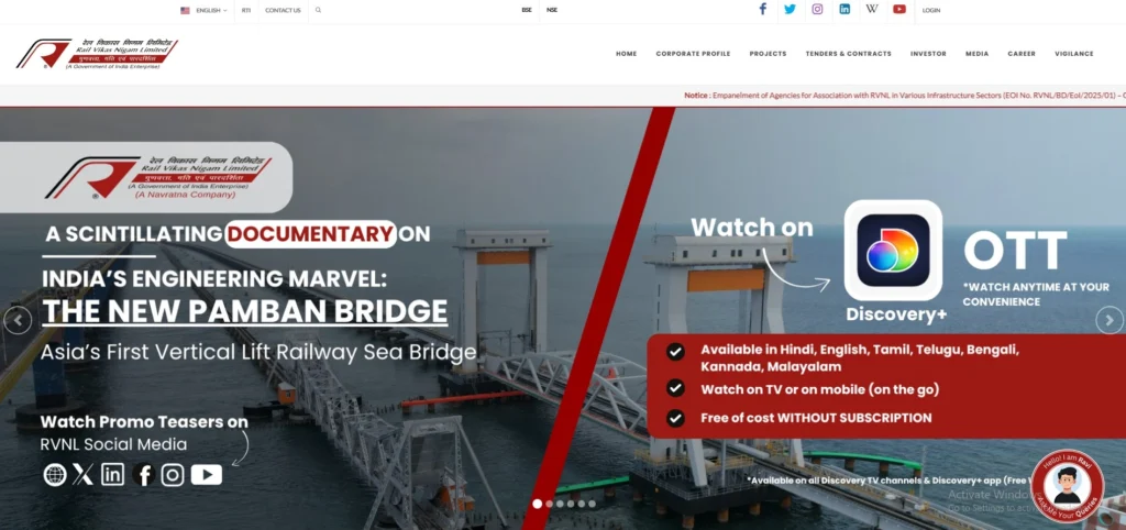 Infrastructure Company in India- Rail Vikas Nigam‌ Limit⁠ed (⁠RVNL)