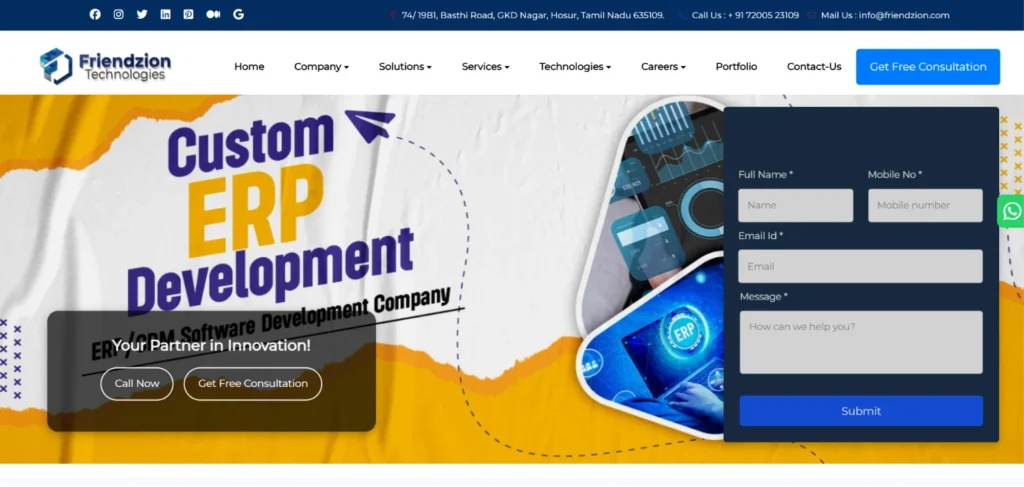 IT Company in Hosur - Fri​endzion T‍echnologies
