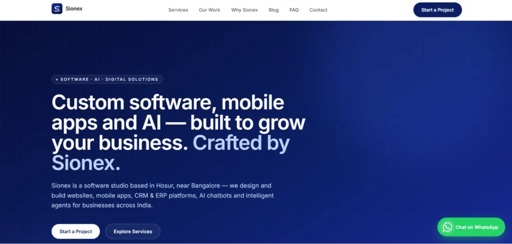 IT Company in Hosur - Si‍onex​ Technologies