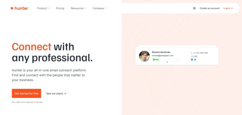 B2B Lead Finder Tool - Hunter.io