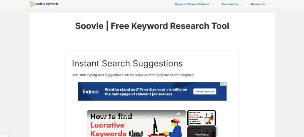 Keyword Research Tool - Soovle