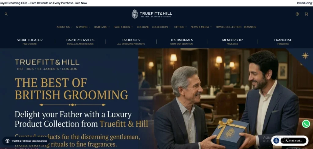 Salon Franchise in India- Truefitt & Hill