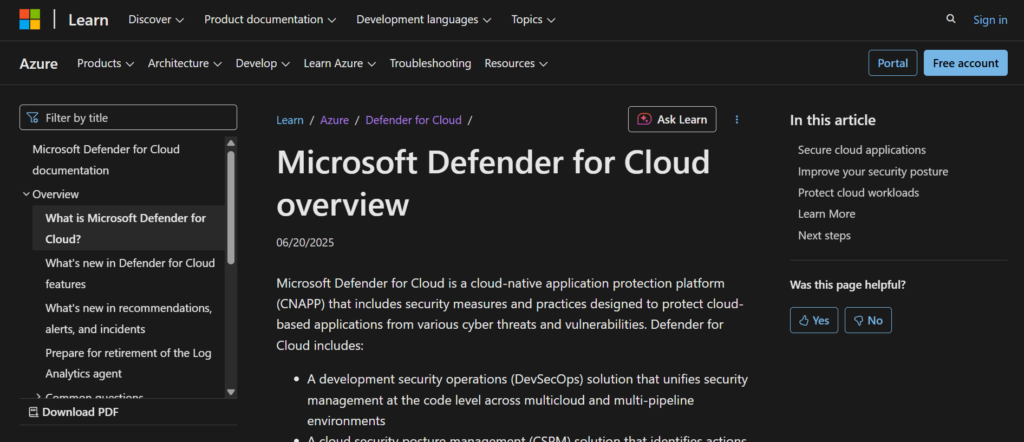 CSPM Tool - Microsoft Defender for Cloud
