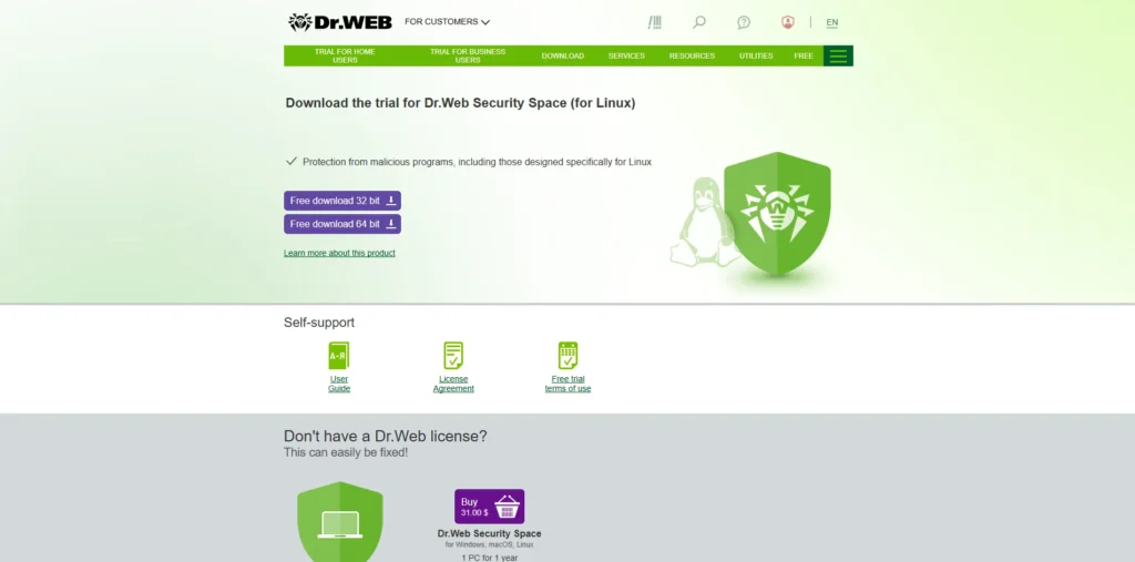Antivirus for Linux - Dr.Web Security Space Linux version