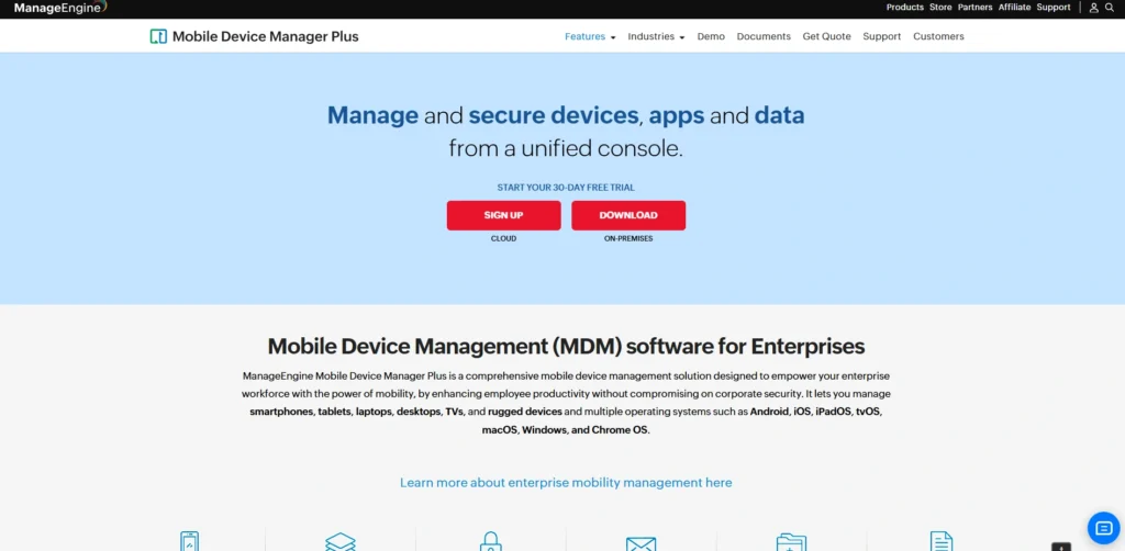 MDM Software-ManageEng⁠ine Mobile Device Manager Plus