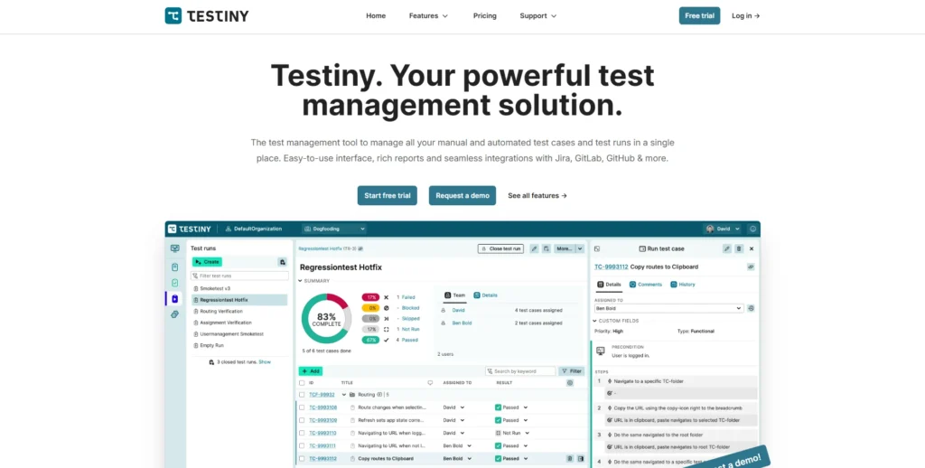 Testlink Alternative - Testiny