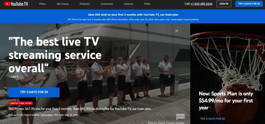 StreamEast Alternatives-YouTube TV Sport‍s