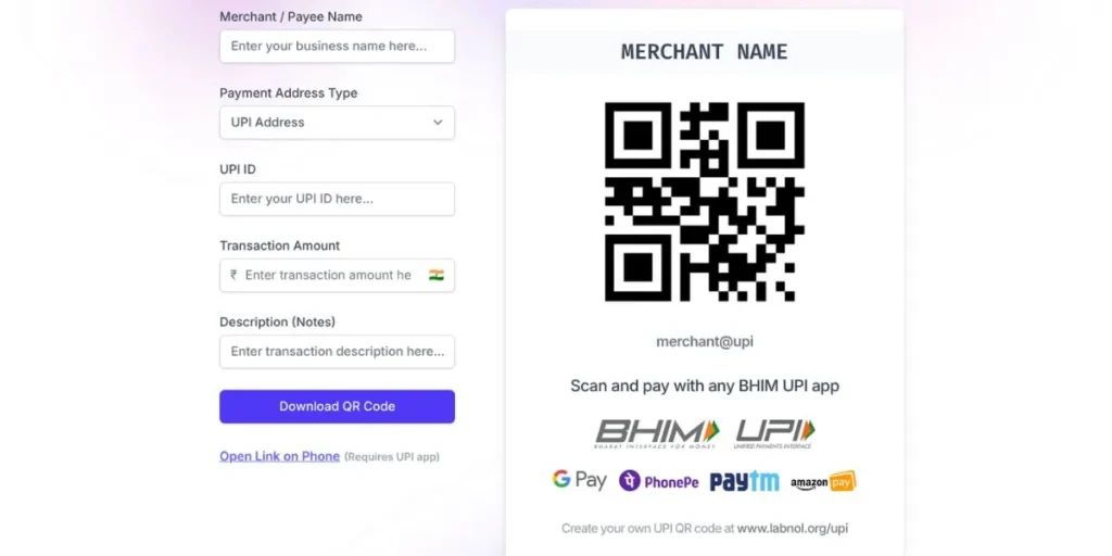 UPI QR Code Generator
