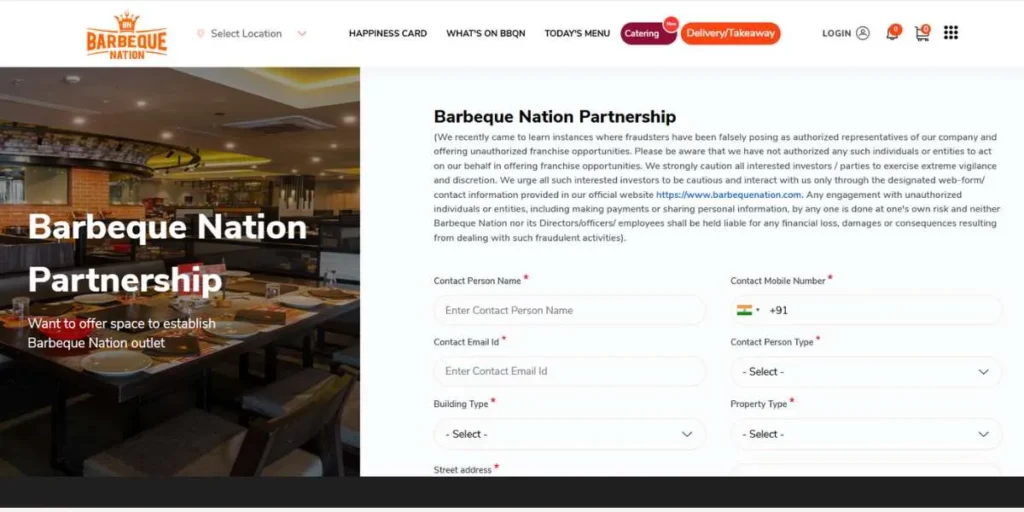 Barbeque Nation Franchise Cost