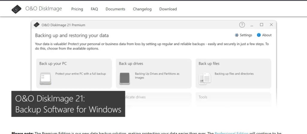 O&O DiskImage - Hard drive cloning software