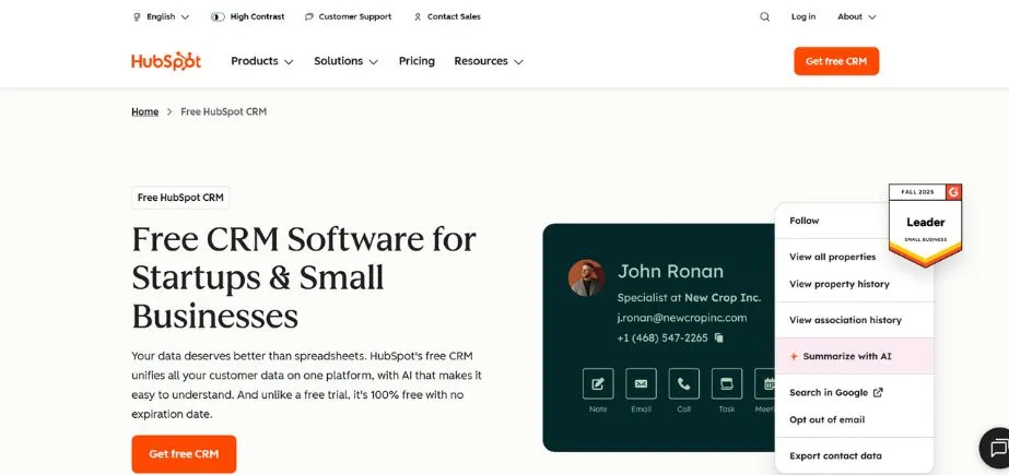 HubSpot CRM - client management apps