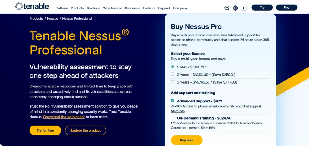 Website Vulnerability Scanners - Nessus Professional