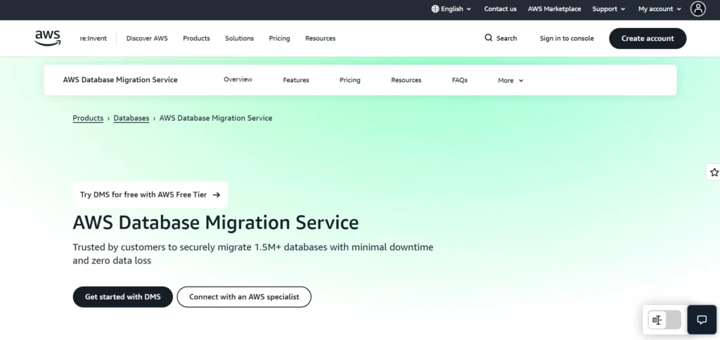 Data Migration Tool - AWS Database Migration Service (DMS)
