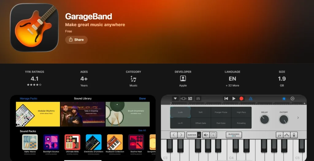 Music Production Software - GarageBand