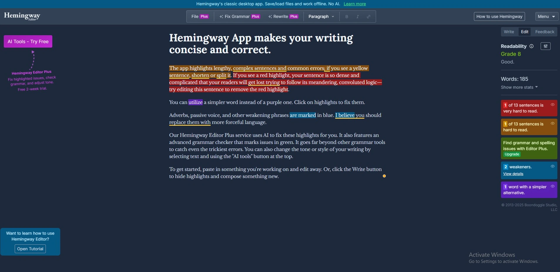 Book Writing Software
- Hemingway Editor