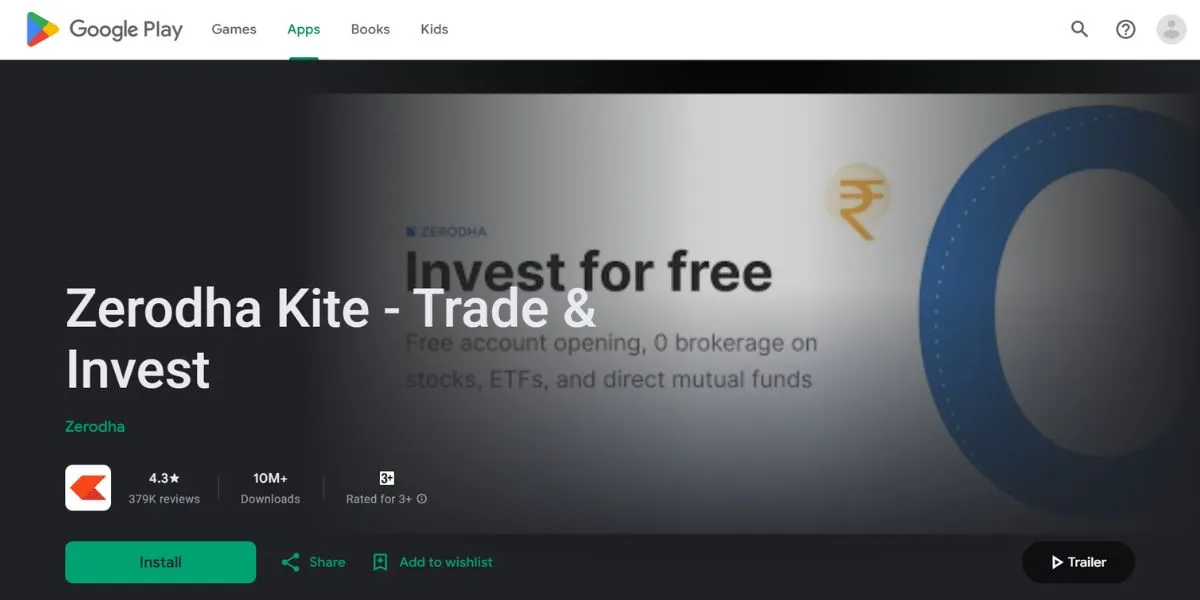 zerodha - trading apps without investment​