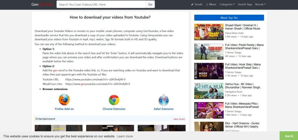 YouTube audio downloader online - Genyoutube