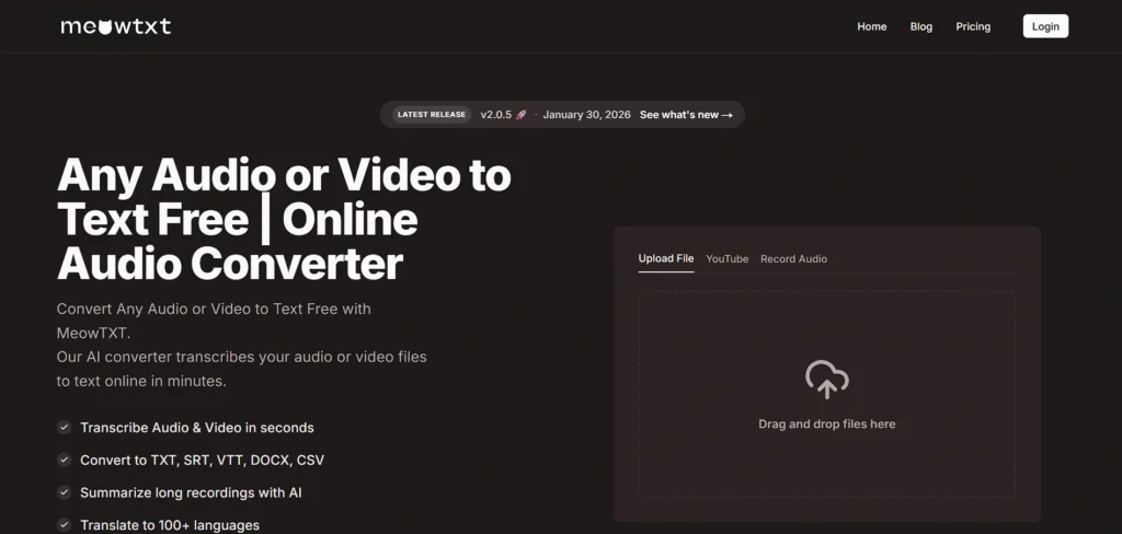 YouTube audio downloader online - Meowtxt