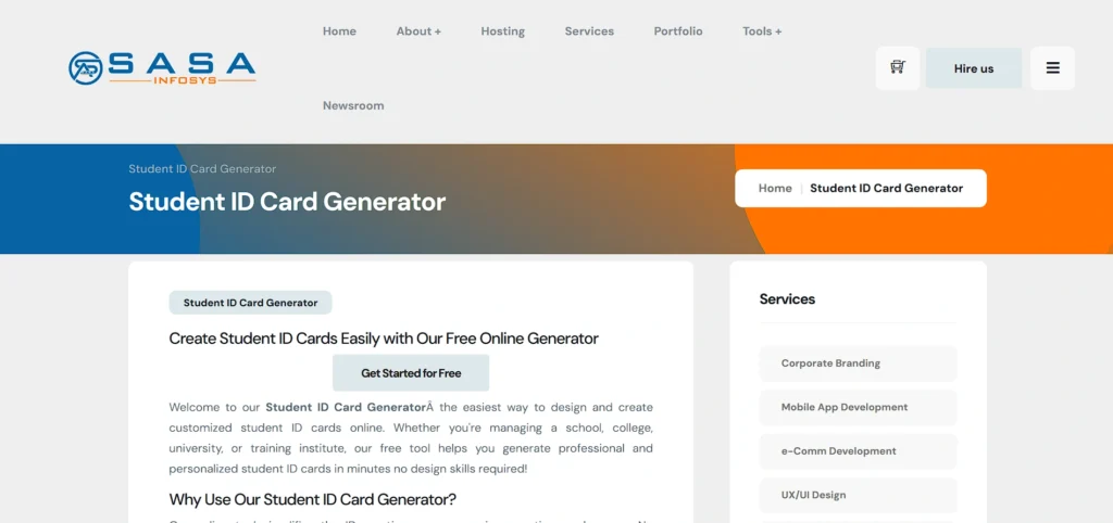 student id card generator - SASA Infosys Student ID Card Generator
