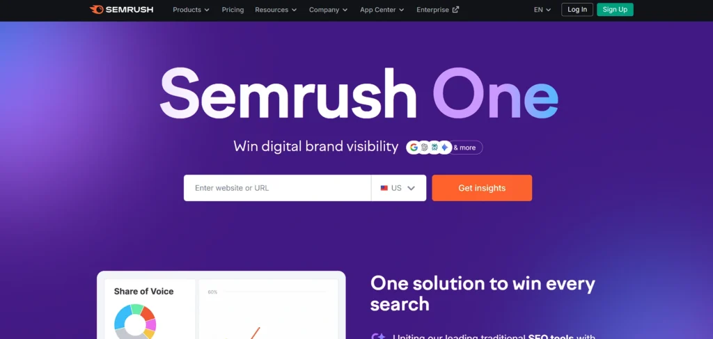 web optimization software solution - SEMrush