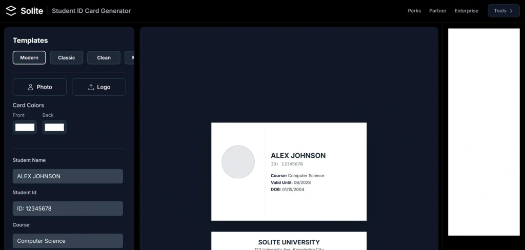 student id card generator - Solite
