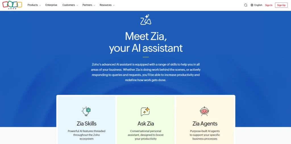 AI Tools for Business -Zoho Zia