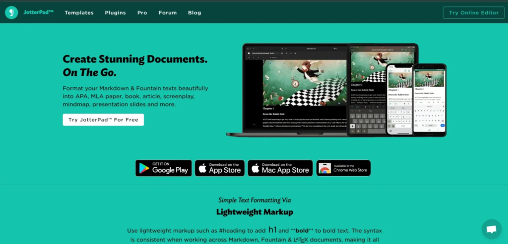 Free Script Writing Software - JotterPad 