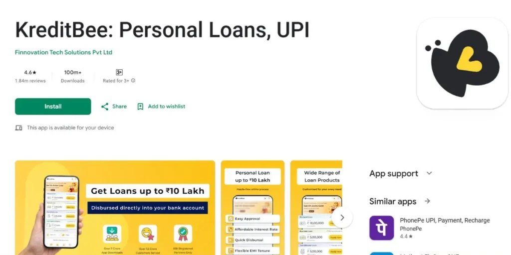 KreditBee - Bad CIBIL Loan App List